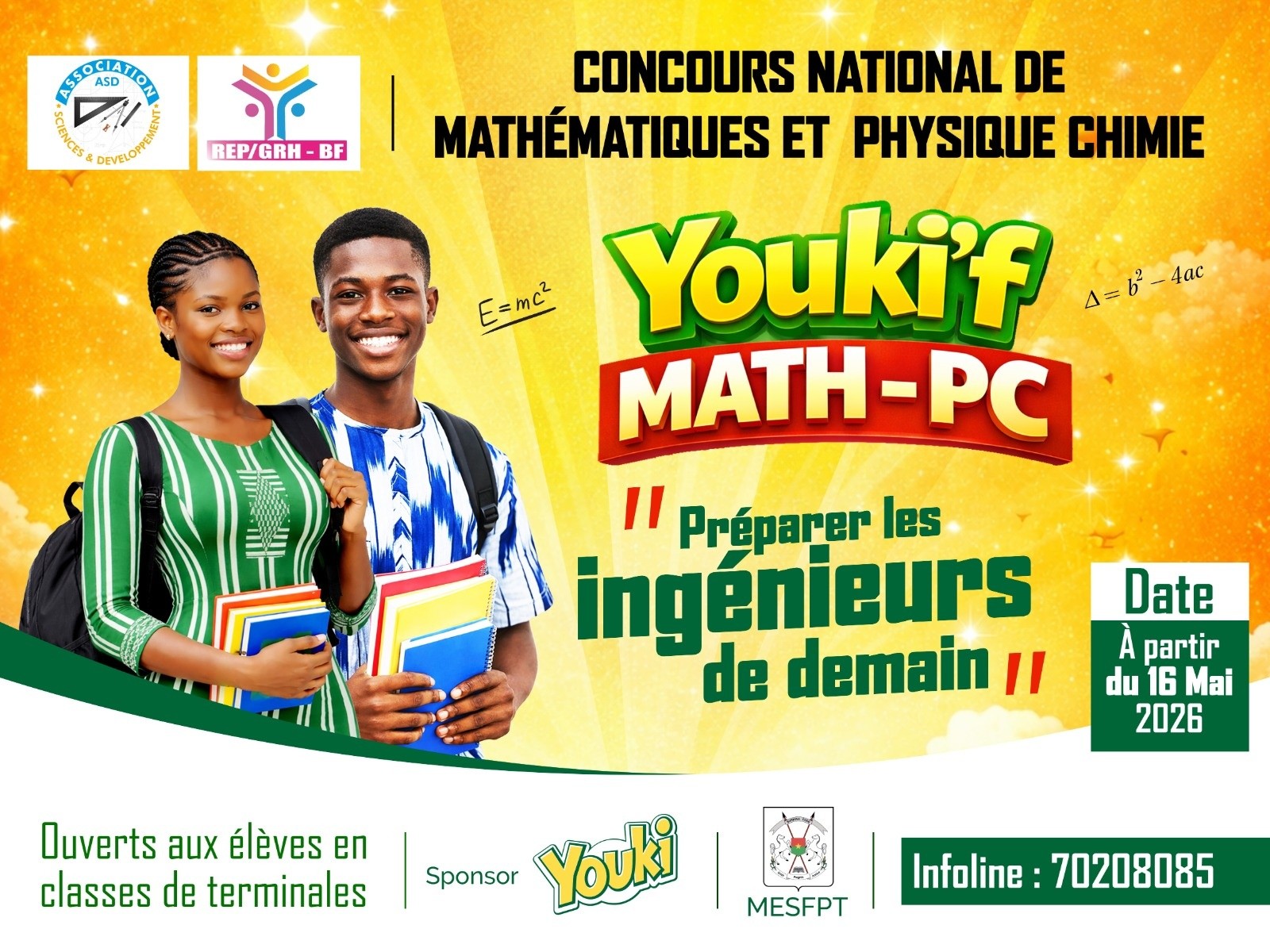 Burkina Faso : le concours « Youki’F Maths-PC » lancé le 16 mai 2026 dans les 13 régions du pays
